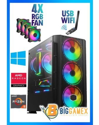 Biggamex RX11 Harici Radeon RX 580 AMD Ryzen 5 3600 16 GB Ram 500 GB HDD + 256 GB SSD Tower FreeDos Masaüstü Bilgisayar
