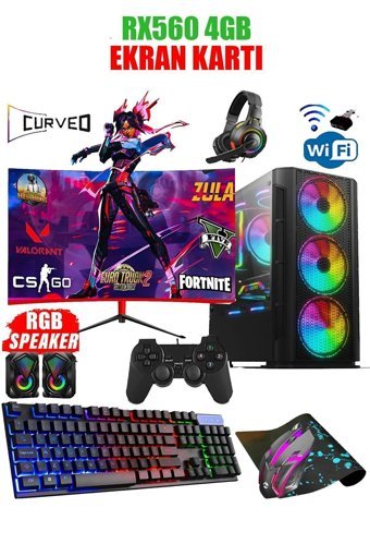 Dmc N83X Harici Radeon RX 560 Intel Core i5 9400F 16 GB Ram 500 GB HDD + 256 GB SSD Tower FreeDos 23.8 inç Monitörlü Masaüstü Bilgisayar
