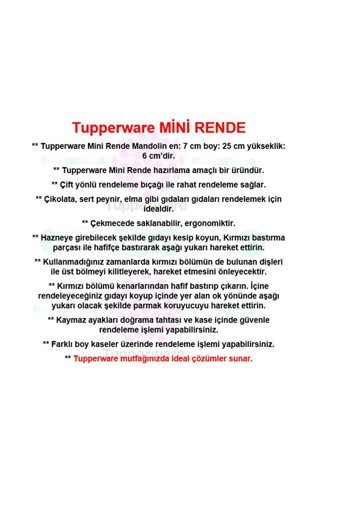 Tupperware Mandolin Çelik 3 Parça Rende Seti