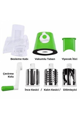 Cemre Kollu Çelik 3 Parça Çevirme Rende Seti
