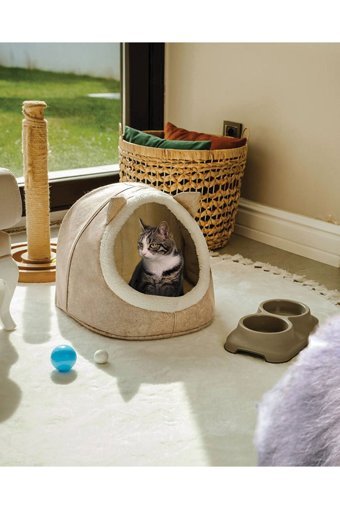 Alas Yuvarlak İç Mekan Kedi Evi Gri