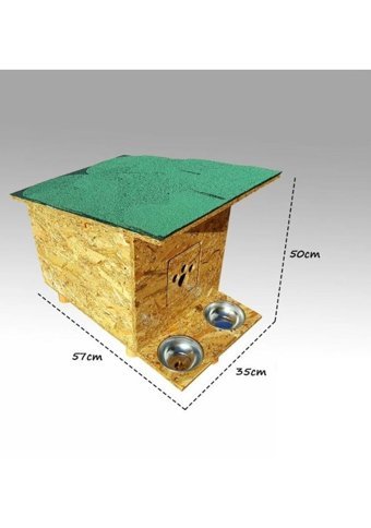 Deluxe Greenroof Dikdörtgen Su Geçirmez Dış Mekan Kedi Evi Ahşap Rengi-Yeşil
