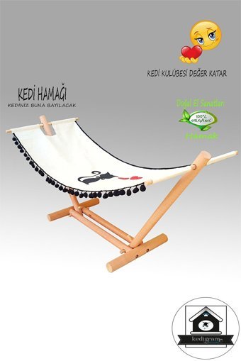 Kedigram Hamaklı Dış Mekan-İç Mekan Kedi Evi Ahşap Rengi