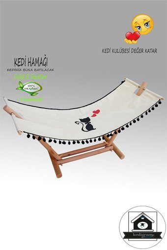 Kedigram Hamaklı Dış Mekan-İç Mekan Kedi Evi Ahşap Rengi