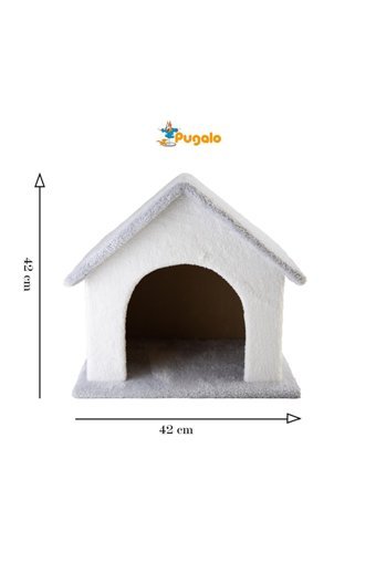 Pugalo Catnipli Kare İç Mekan Kedi Evi Beyaz-Kırmızı