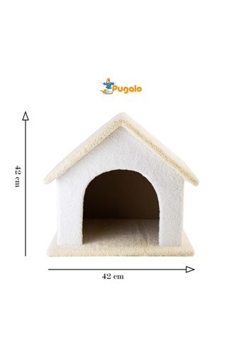 Pugalo Catnipli Kare İç Mekan Kedi Evi Beyaz-Kırmızı