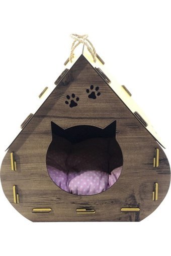 Life Hobi Dikdörtgen İç Mekan Kedi Evi Ahşap Rengi-Sarı