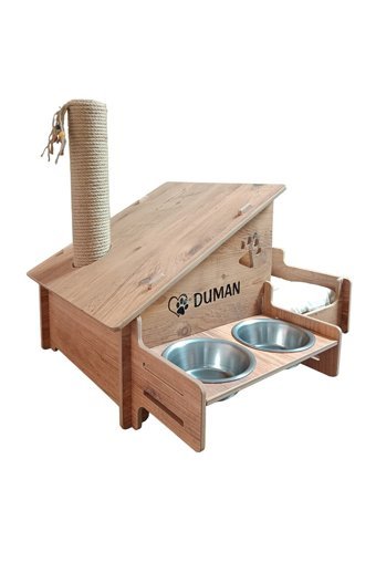 Realwood 4 In 1 Dikdörtgen İç Mekan Kedi Evi Ahşap Rengi