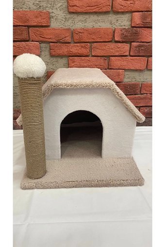 Karahan Petshop Kare İç Mekan Kedi Evi Bej