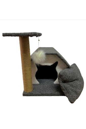 Tiger Pets Ponponlu Kare İç Mekan Kedi Evi Pembe