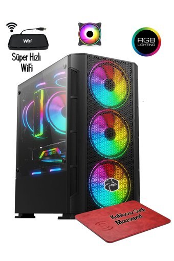 Zeiron ACX12 Harici GeForce GTX 1050 Ti AMD Ryzen 5 5500 16 GB Ram 500 GB HDD + 256 GB SSD Tower FreeDos Masaüstü Bilgisayar