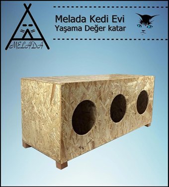 Melada 93x41x39 cm Dikdörtgen Su Geçirmez Dış Mekan Kedi Evi Ahşap Rengi