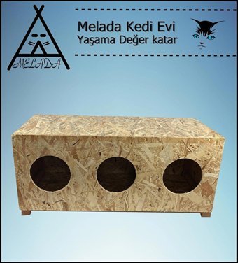 Melada 93x41x39 cm Dikdörtgen Su Geçirmez Dış Mekan Kedi Evi Ahşap Rengi