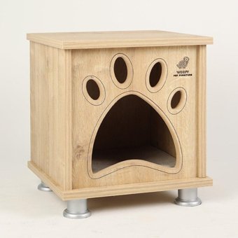 Woofy Catsy 13A Kare İç Mekan Kedi Evi Ahşap Rengi