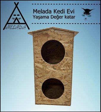 Melada 66x39x32 cm Dikdörtgen Su Geçirmez Dış Mekan Kedi Evi Ahşap Rengi