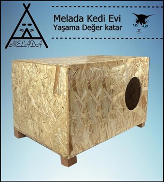 Melada 60x40x30 cm Dikdörtgen Su Geçirmez Dış Mekan Kedi Evi Ahşap Rengi