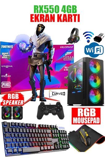 Dmc N58X Harici Radeon RX 550 AMD Ryzen 5 3600 16 GB Ram 500 GB HDD + 256 GB SSD Tower FreeDos Masaüstü Bilgisayar