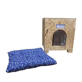 Melada 40x37x34 cm Kare Su Geçirmez Dış Mekan Kedi Evi Ahşap Rengi + Minderli