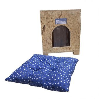 Melada 40x37x34 cm Kare Su Geçirmez Dış Mekan Kedi Evi Ahşap Rengi + Minderli