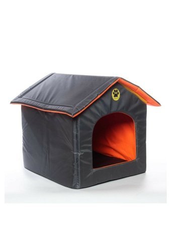 Bebebebek 55x45x50 cm Dikdörtgen Su Geçirmez Dış Mekan-İç Mekan Kedi Evi Siyah-Turuncu