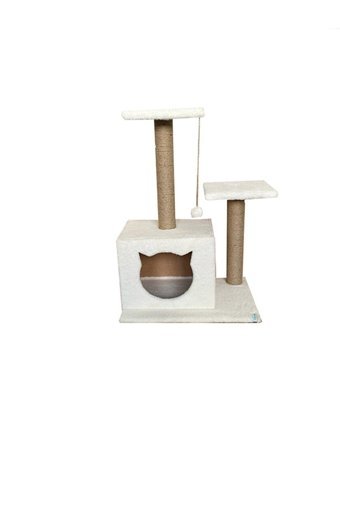 Nursoft Stepli Kare İç Mekan Kedi Evi Beyaz