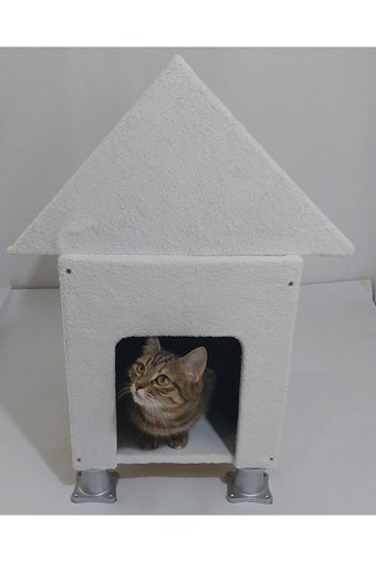 Kumsshop Dikdörtgen İç Mekan Kedi Evi Beyaz