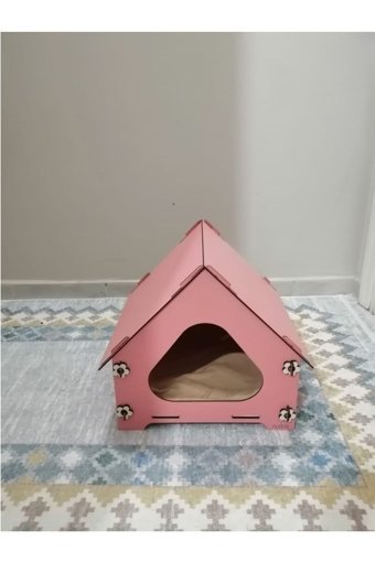 Nurline Kare Dış Mekan Kedi Evi Pembe