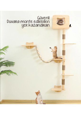 Woodbirds Su Geçirmez İç Mekan Kedi Evi Ahşap Rengi