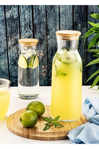 Bambum Plastik Kapaklı Cam Gövdeli Sürahi 1.1 lt