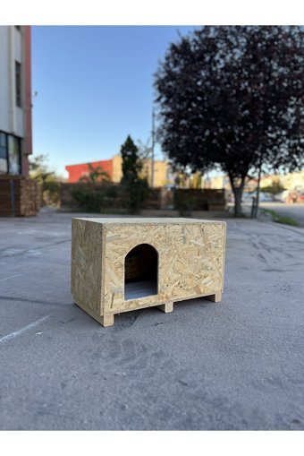 Patiways Dikdörtgen Su Geçirmez Dış Mekan Kedi Evi Ahşap Rengi