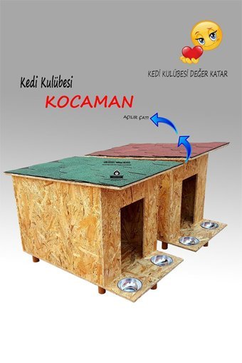 Kedigram Shingle Çatı Kaplamalı Dikdörtgen Su Geçirmez Dış Mekan Kedi Evi Ahşap Rengi