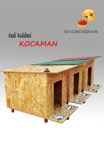 Kedigram Shingle Çatı Kaplamalı Dikdörtgen Su Geçirmez Dış Mekan Kedi Evi Ahşap Rengi