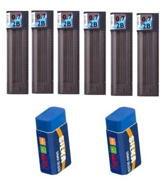 Tombow 2B 0.7 mm 12'li Siyah Kalem Ucu 6 Adet + Sınav Silgisi