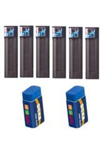 Tombow 2B 0.7 mm 12'li Siyah Kalem Ucu 6 Adet + Sınav Silgisi