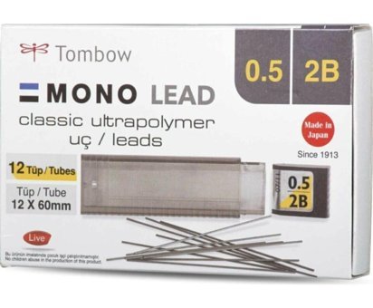 Tombow Classic 2B 0.5 mm 12'li Siyah Kalem Ucu 12 Adet