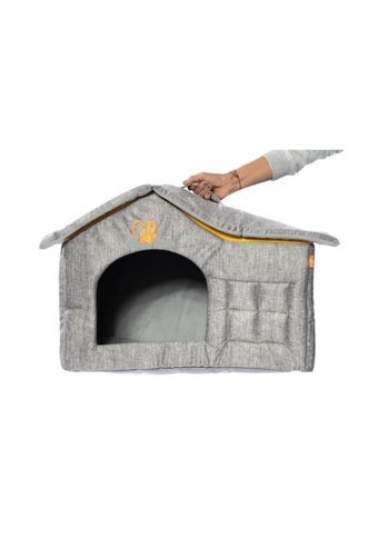 Bebebebek 59x39x45 cm Dikdörtgen Su Geçirmez Dış Mekan-İç Mekan Kedi Evi Gri