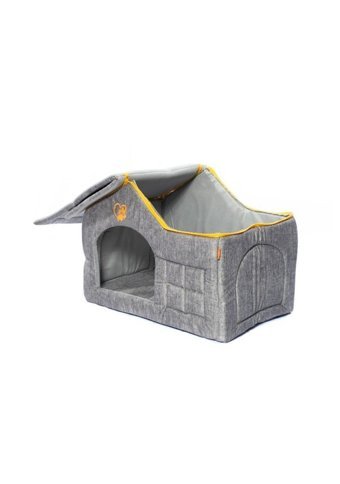 Bebebebek 59x39x45 cm Dikdörtgen Su Geçirmez Dış Mekan-İç Mekan Kedi Evi Gri