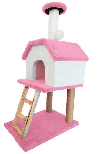 Patiderm Kare İç Mekan Kedi Evi Beyaz-Pembe