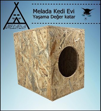 Melada 43x41x29 cm Dikdörtgen Su Geçirmez Dış Mekan Kedi Evi Ahşap Rengi