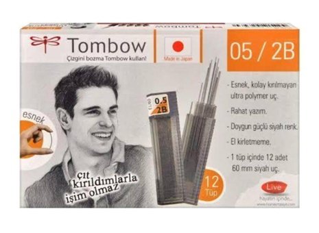 Tombow 2B 0.7 mm 12'li Gri Kalem Ucu 24 Adet