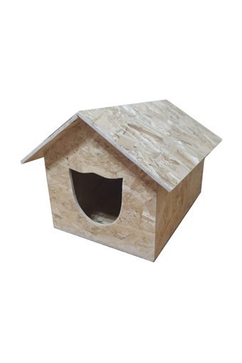 Ema Çatılı-Kedi Başlı Kapı Dikdörtgen Su Geçirmez Dış Mekan Kedi Evi Ahşap Rengi