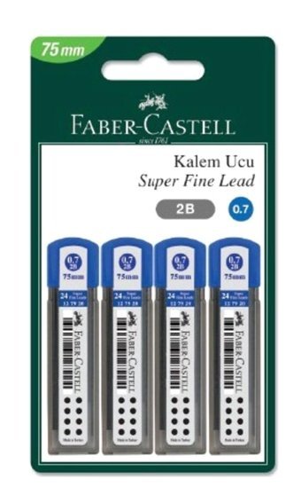 Faber-Castell Süper Fine Leads 2B 0.7 mm 24'lü Siyah Kalem Ucu 4 Adet