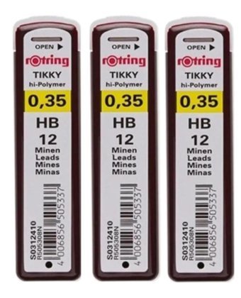 Rotring Tikky 2B 0.35 mm 12'li Gri Kalem Ucu 3 Adet