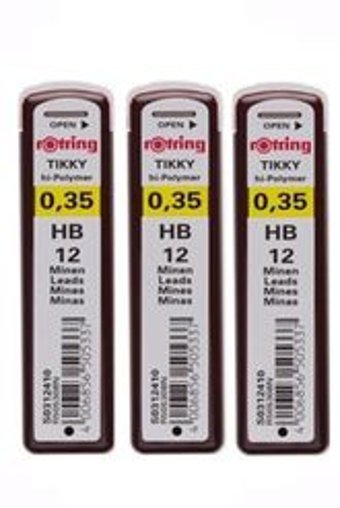Rotring Tikky 2B 0.35 mm 12'li Gri Kalem Ucu 3 Adet