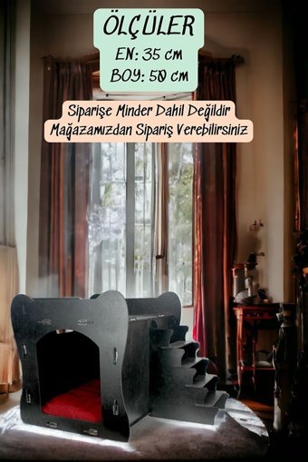 Pandogo Dikdörtgen İç Mekan Kedi Evi Siyah