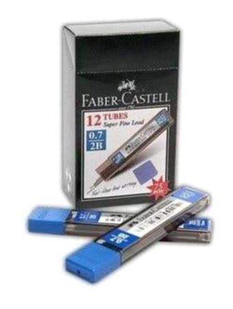 Faber-Castell Süper Fine Leads 2B 0.7 mm 12'li Siyah Kalem Ucu 12 Adet