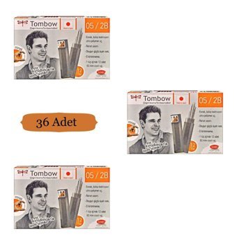 Tombow 2B 0.5 mm 36'lı Siyah Kalem Ucu 3 Adet