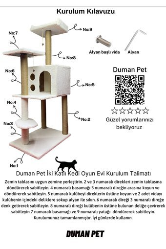 Dumanpet E-1 Kare Hamaklı İç Mekan Kedi Evi Beyaz