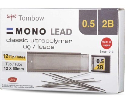 Tombow Mono 2B 0.5 mm 12'li Siyah Kalem Ucu 12 Adet