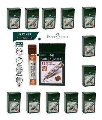 Faber-Castell Süper Fine Leads 2B 0.5 mm 144'lü Siyah Kalem Ucu 12 Adet